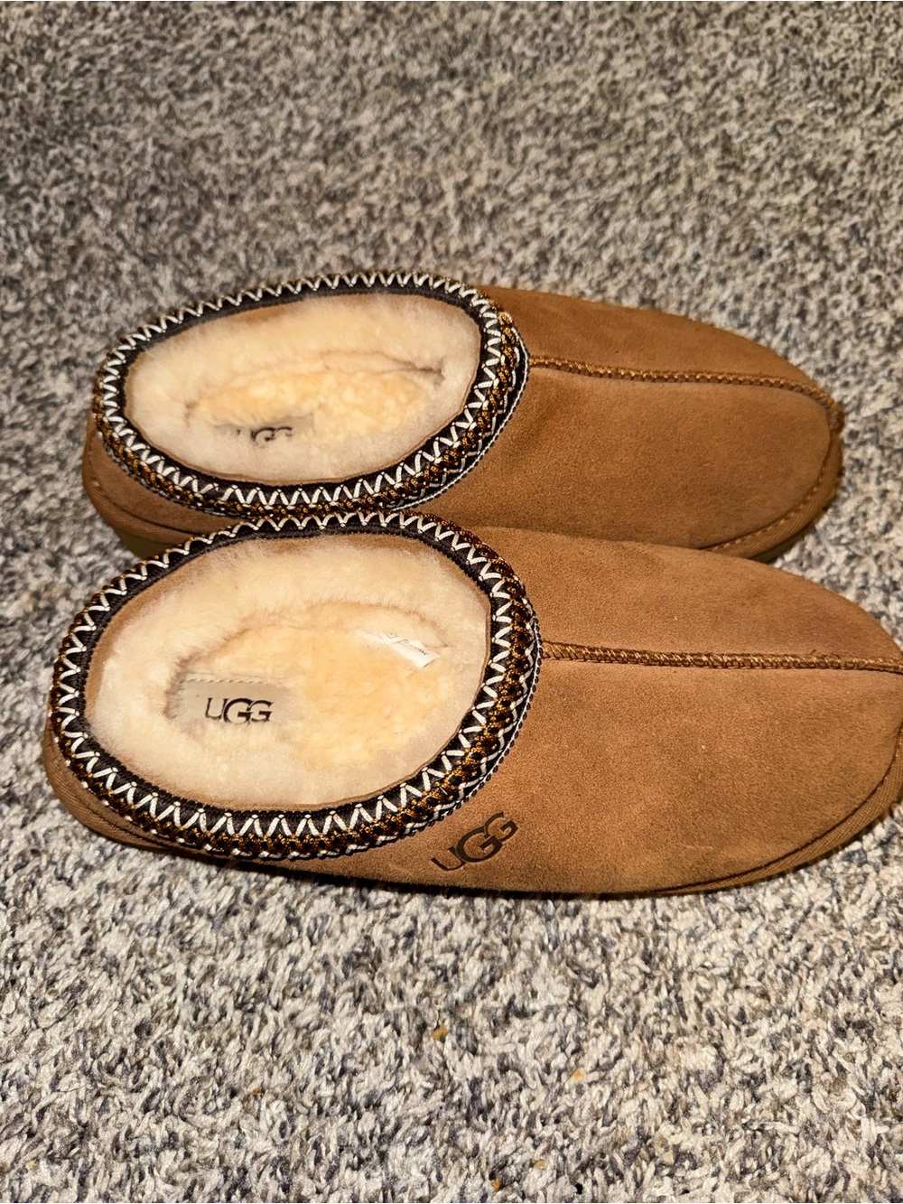 UGG Chestnut Brown Shearling Lined Slip-On Slippers